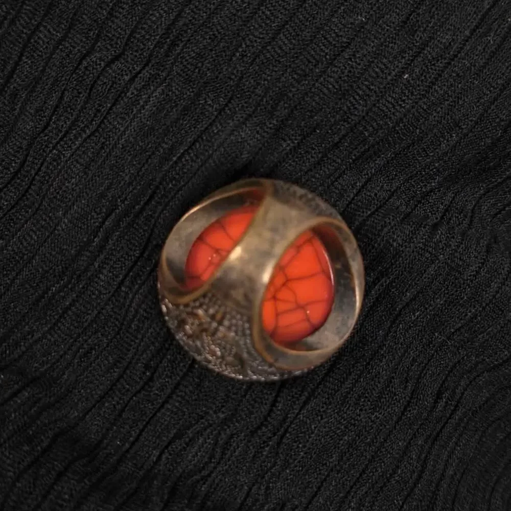 Vintage Orange Stone Statement Ring Boho Festival Gothic Cocktail Ring Size 9